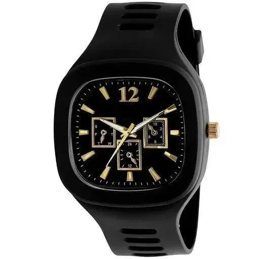 Watchstar Men's Classic Analog Watch – Rubber Strap, Quartz Movement, Elegant Dress & Casual Timepiece Milar, Black