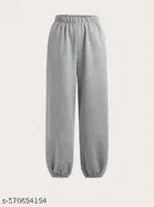 Cotton Blend Solid Trousers for Men, Grey 