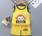 Hosiery Printed Clothing Set for Kids (Yellow, 0-3 Months)