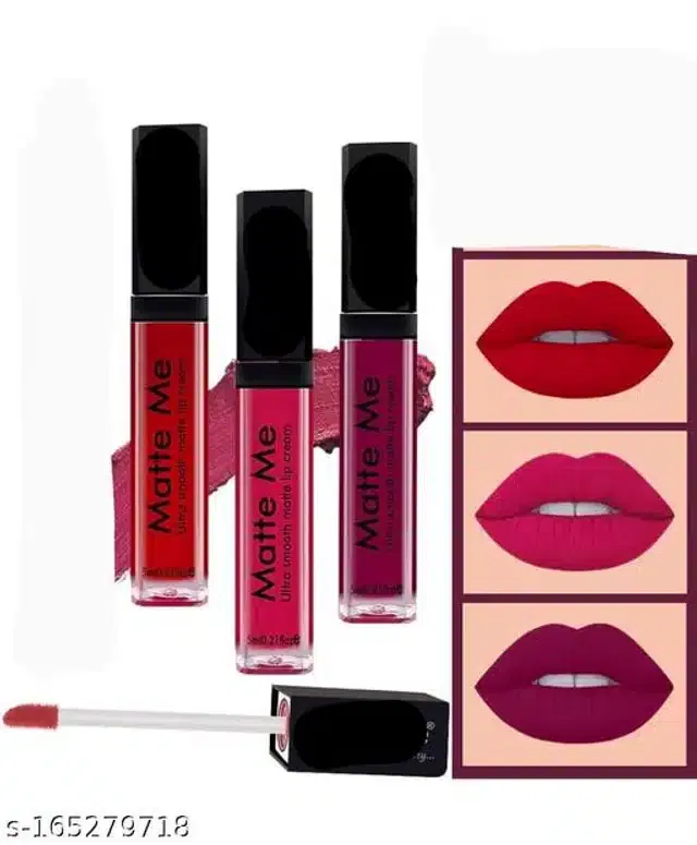 Matte Me Liquid Lipsticks (Multicolor, Pack of 3)