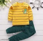 Hosiery Cotton Printed Clothing Set for Kids, Yellow 