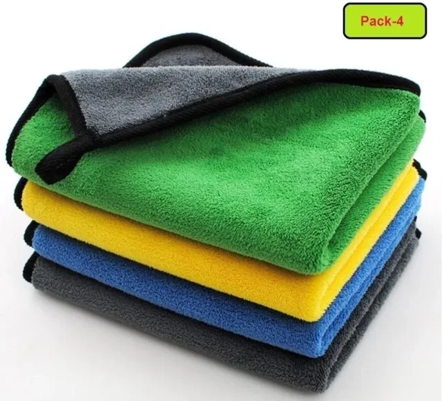 Microfiber Car Cloth & Towels (Multicolour, 30x40 cm) (Pack of 4)