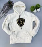 Woolen Full Sleeves Printed Hooded Sweatshirt for Men 