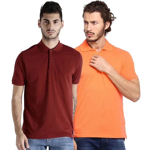 Polo T-shirts for Men, Pack of 2 (Multicolor, M)