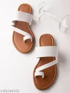 Solid Synthetic Cap Toe One-Toe Flats for Women 