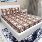 Arch Fab Brown Floral Flat Double Bedsheet 88X90 Inch