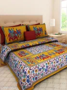 Cotton Queen Bedsheet with 2 Pillow Cover 