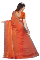Satin Solid Saree for Women, Orange 
