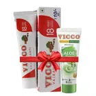 Vicco Vajradanti Ayurvedic Toothpaste 150 g with free Vicco Turmeric Aloe Vera Skin Cream 15 g. (Worth rupees 65)