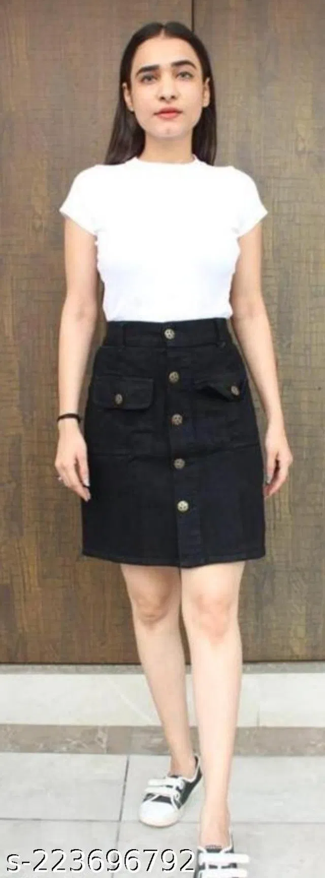 Denim Skirt for Women (Black, 28)