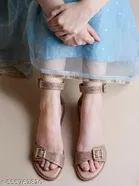 Shoetopia Girls Flat Sandals - Beige Size 3.0