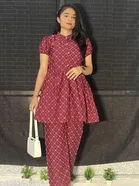 Crepe Printed Kurti with Palazzo for Women 