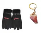 Fleece Winter Gloves with Resin Keychain for Men 