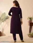 Chanderi Silk Kurta Set with Floral Embroidery for Women 