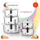 Stainless Steel Handi with Lid (Silver, Set of 5)