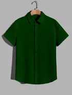 Popcorn Half Sleeves Shirt for Boys (Bottle Green, 8-9 Years)