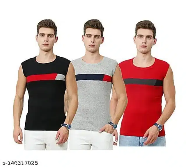 Gym Vests for Men (Multicolor, XL) (Pack of 3)