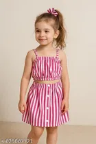 Rayon Slub Printed Clothing Set for Girls, Pink, Pack of 1 