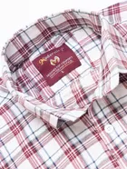 Cotton Blend Checkered Shirt for Men, White 