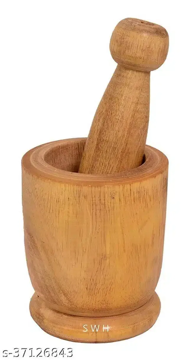 Wooden Carved Mortar & Pestle (Brown, Set of 1)