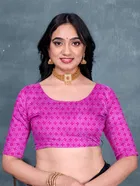 Art Silk Printed Saree for Women, Pink 