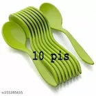 Plastic Table Spoons (Green, Pack of 10)