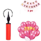 Birthday Decoration Banner & Metallic 25 Pcs Balloons with Manual Hand Pump 