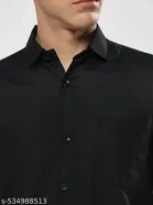 Cotton Blend Solid Shirts for Men, Black 