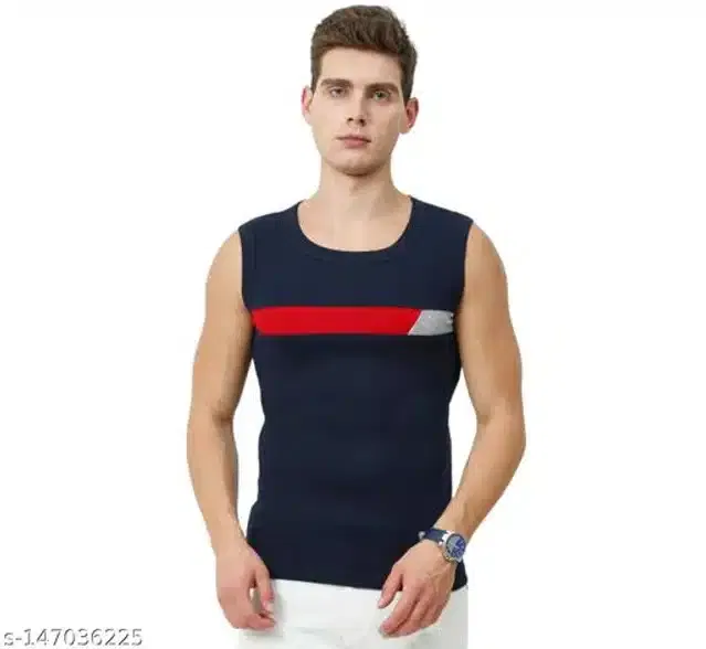 Gym Vests for Men (Navy Blue, M)