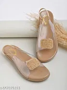 Shoetopia Girls Flat Sandals Beige Size 6.0