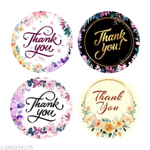 Floral Thank You Stickers (Multicolor, 1.5 inches) (Pack of 100)