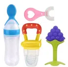 Silicone Food Feeder, Soother with Toothbrush & Teether for Kids (Multicolor, Set of 4)