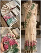 Cotton Linen Saree for Women 