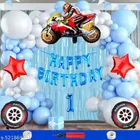 Racing Bike Theme 1st Happy Birthday Decoration Items For Girls, Multicolor, Pack of 112