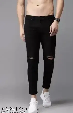Cotton Blend Slim fit Jeans for Men (Black, 36)