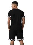 Polyester Printed Co-Ord Set for Men, Black 