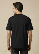 Polyester Printed T-shirt for Men, Black 