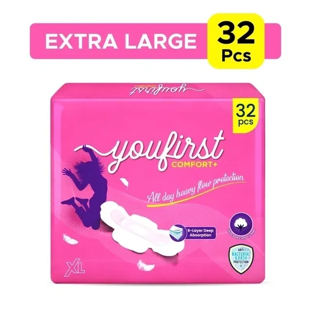 यूफर्स्ट स्ट्रैट कम्फर्ट+ सेनेटरी पैड्स XL (32 PCS)