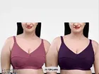 Hosiery Solid Bras for Women, Pink & Purple, Pack of 2 