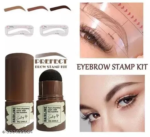 Eyebrow Stamp and Eyebrow Stencil Kit - Eyebrow Stamp and Shaping Kit for Perfect Brow, 3 Eyebrow Stamp Stencils Kit ,Long-lasting, Waterproof (Dark Black)