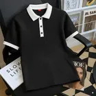 Cotton Blend Colorblocked Polo Neck T-Shirt for Men, Black 