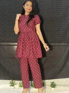 Crepe Printed Kurti with Palazzo for Women 