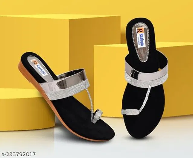 Flats for Women (Grey & Black, 8)