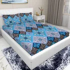 Arch Fab Blue Geometery Double Bedsheet 88X90 Inch