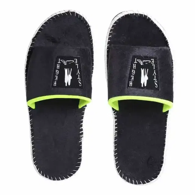 STY LE HEIGHT Slides for Men's Soft And Comfort (Black, 10)