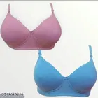 Cotton Solid Bra for Women & Girls, Pink, Pack of 2 