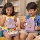 Lunch Box for Kids, Cartoon Lunch Box with Fork, Purple  