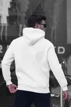 Fleece Printed Hoodie for Men, White 