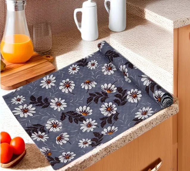 PVC Printed Shelf Mat Roll (Multicolor, 5 m)