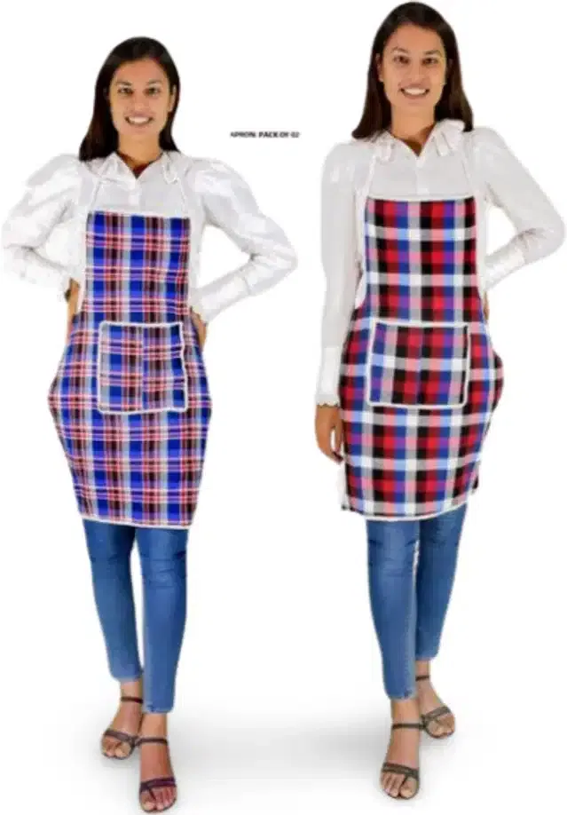 Cotton Kitchen Aprons (Multicolor, Pack of 2)